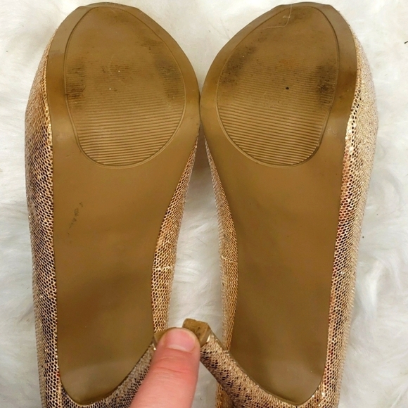 Steve Madden Revaa Gold Glitter Fabric Heels Sparkle bling 10 - Picture 9 of 9